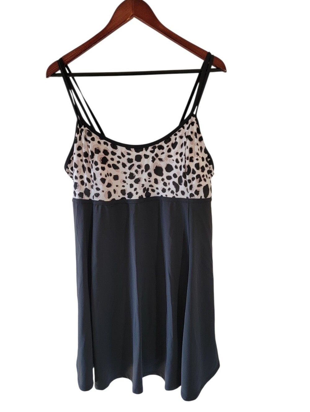 NEW Deep Blue One Piece Tank Swimsuit Sz 22W Black Animal Print Resort Vacation